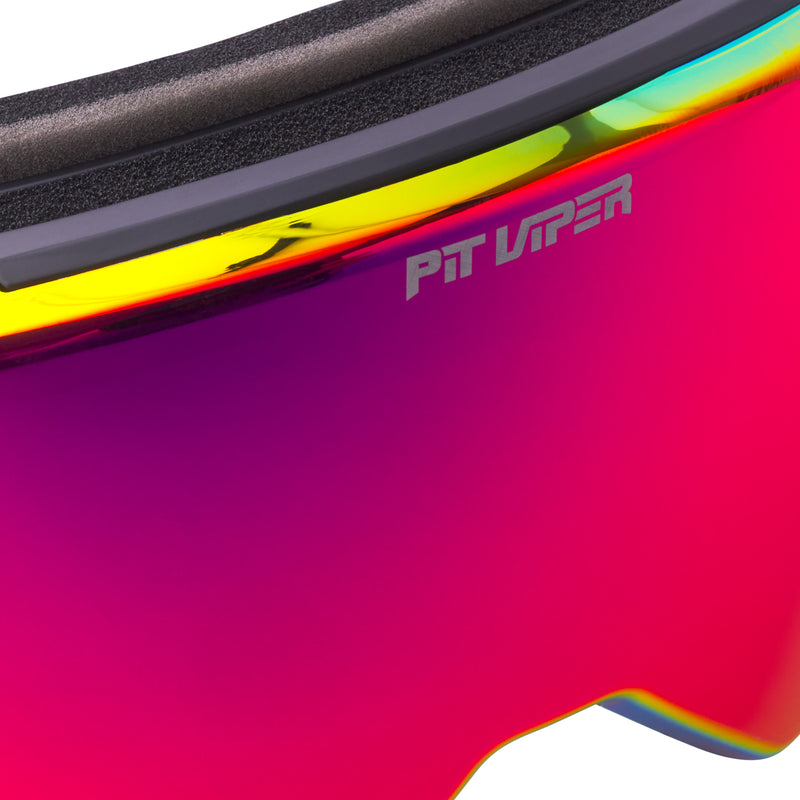 Angled view of The Exec BN5000 Goggle with red lens on white background