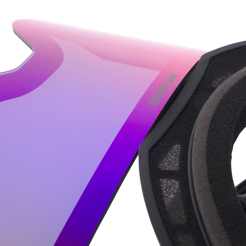 Pink Purple | im_ready_for_my_closeup.JPG | Close-up of a glossy gradient shield lens transitioning from pink to purple.