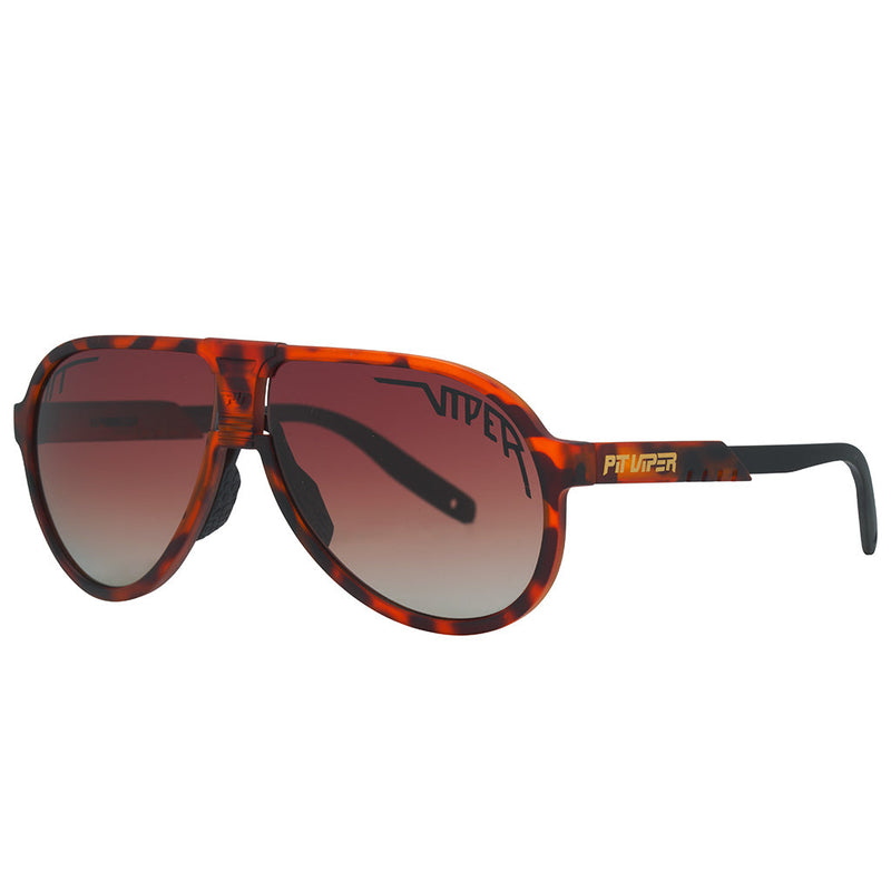 / Polarized Brown Fade | side_view.JPG | The Landlocked Jethawk, aviator style sunglasses with a polarized fade lens from Pit Viper