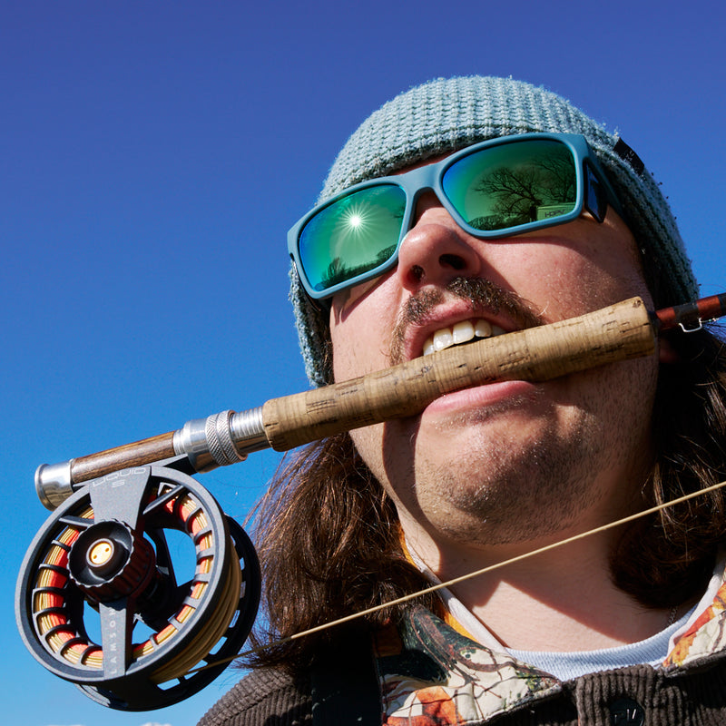 / Z87+ HDPV Polarized Blue-Green | photo_of_person.JPG | Person wearing The Spackler Revlock with Z87+ HDPV Polarized Blue-Green lens