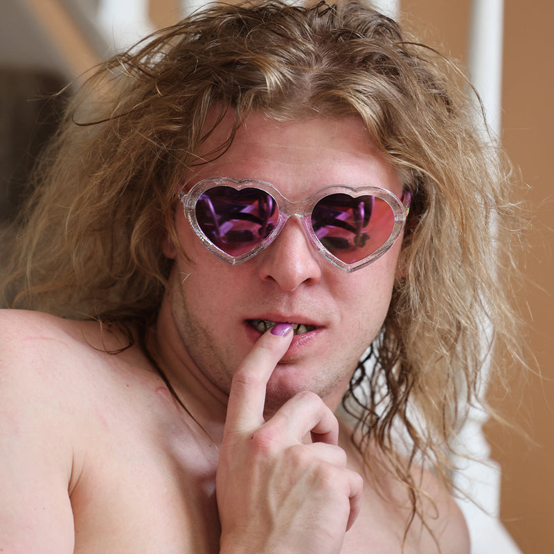 / Pink | photo_of_person.JPG | Man posing in The Rainbow Jellies Admirer from Pit Viper Sunglasses