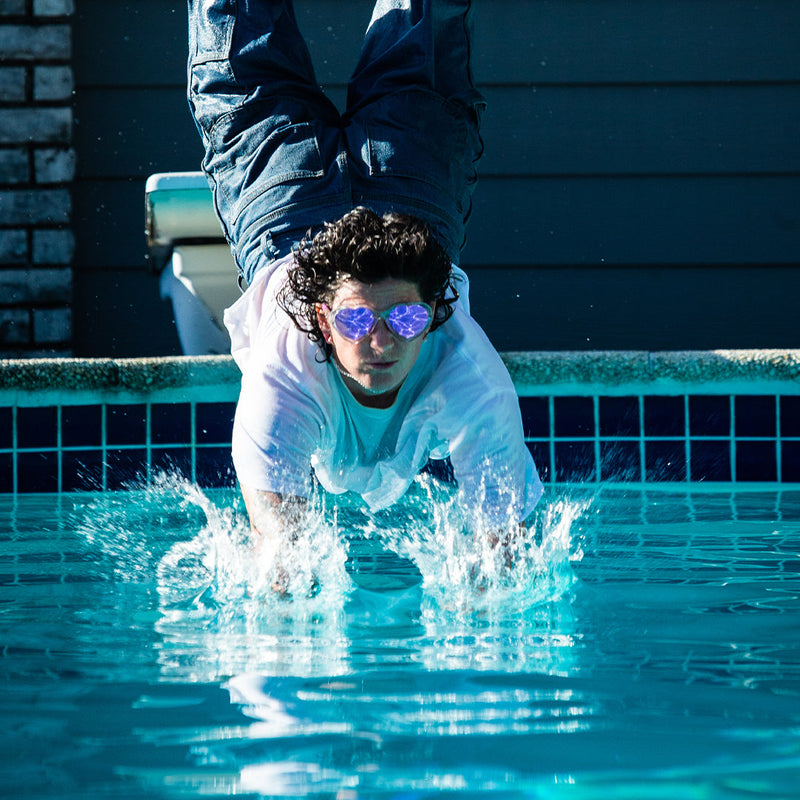 / Pink | photo_of_person_2.JPG | Man diving into a pool in The Rainbow Jellies Admirer from Pit Viper Sunglasses