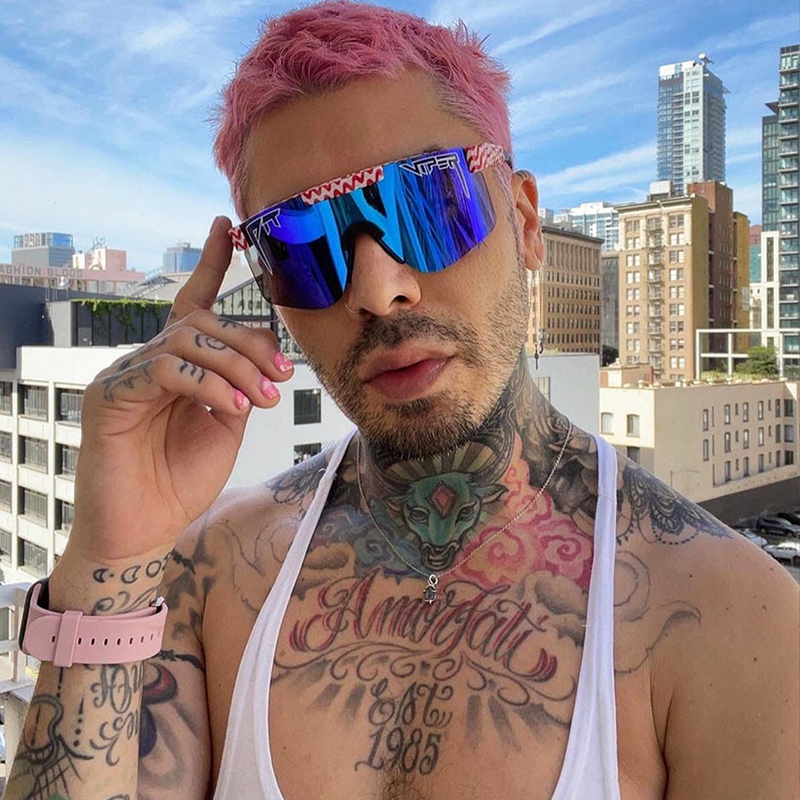 Polarized Blue / Narrow | imagine_how_nice_it_will_look_on_you.JPG | Person wearing The Yankee Noodle Original from Pit Viper Sunglasses